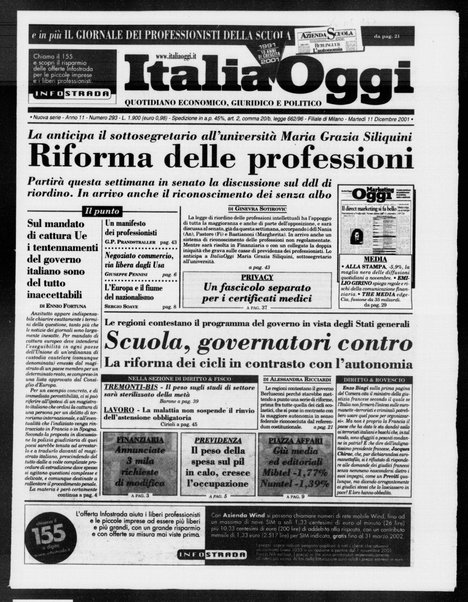 Italia oggi : quotidiano di economia finanza e politica